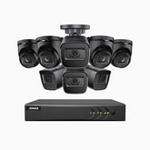 EL200 - 1080p 16 Kanal außen Kabelgebunden Überwachungskamera-Set mit 4 Bullet Kameras & 4 Turm Kameras, intelligenter DVR mit Erkennung von Menschen & Fahrzeugen, 20 Meter Infrarot-Nachtsicht, 4-in-1-Ausgangssignal, IP67